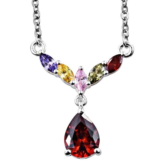 Jennifer's Treasures Jewelry - 🆕️🆑 3.85ctw Garnet & Muli-Semi Precious Necklace | 925SS Drop Statement Luxury